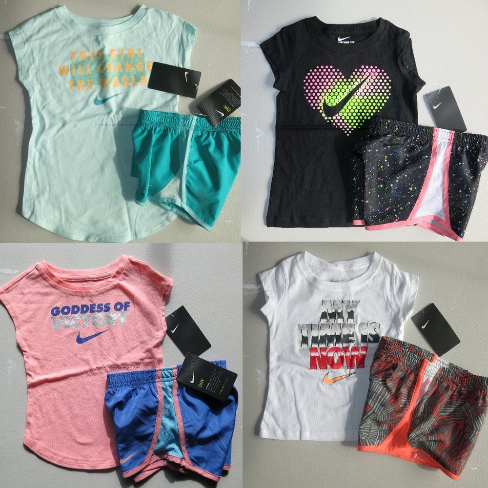 Nike girls Summer Lined Dri-fit Shorts & T-Shirts Size 2T or 3T  NEW